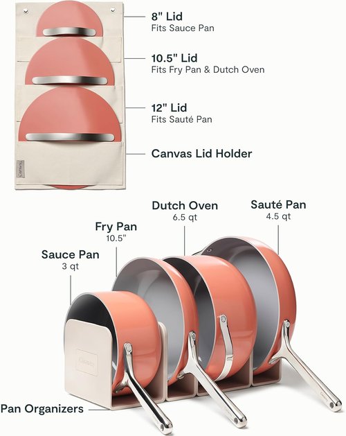 Caraway Non-Stick Ceramic Cookware Set - 12 Piece Oven Safe Pots & Pans | PFAS & PFOA Free - Perracotta