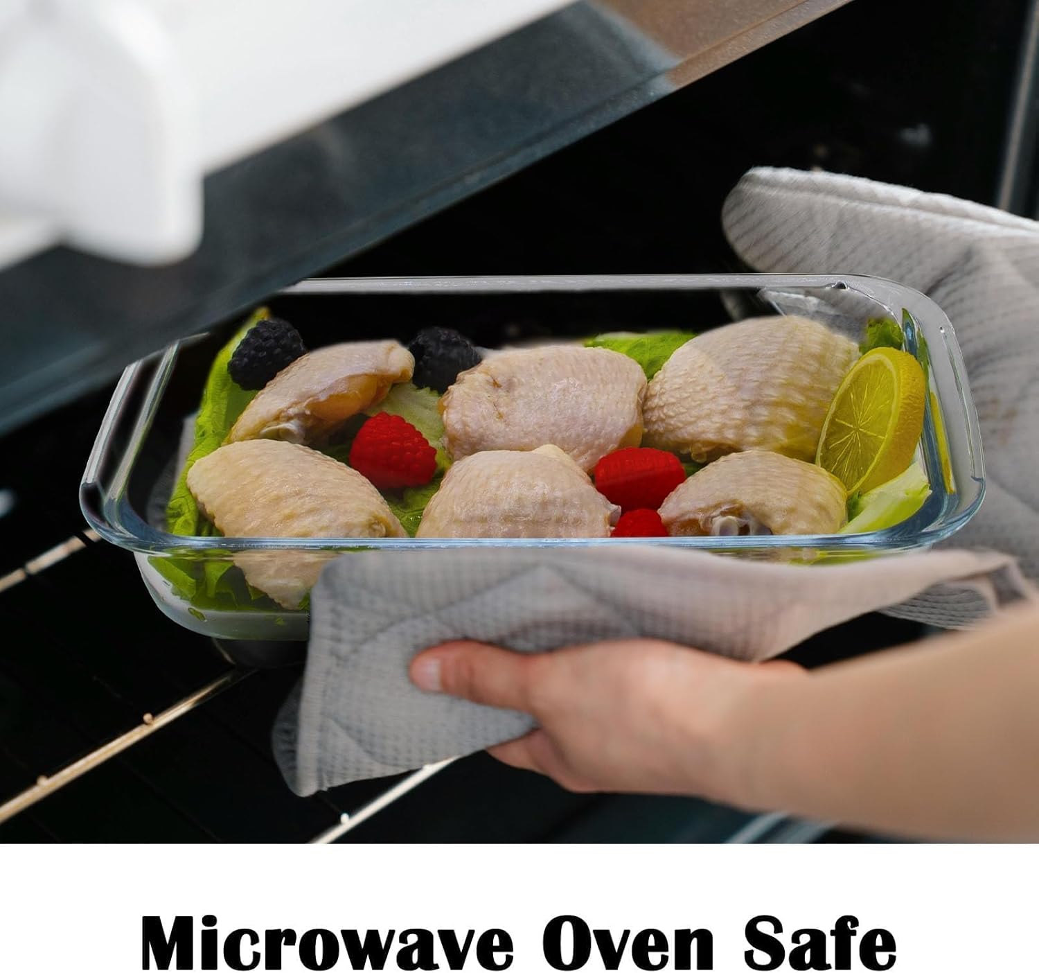 Skiennix Glass Baking Dish - 1L Casserole Pan for Oven | 10x6 Inch Durable Design