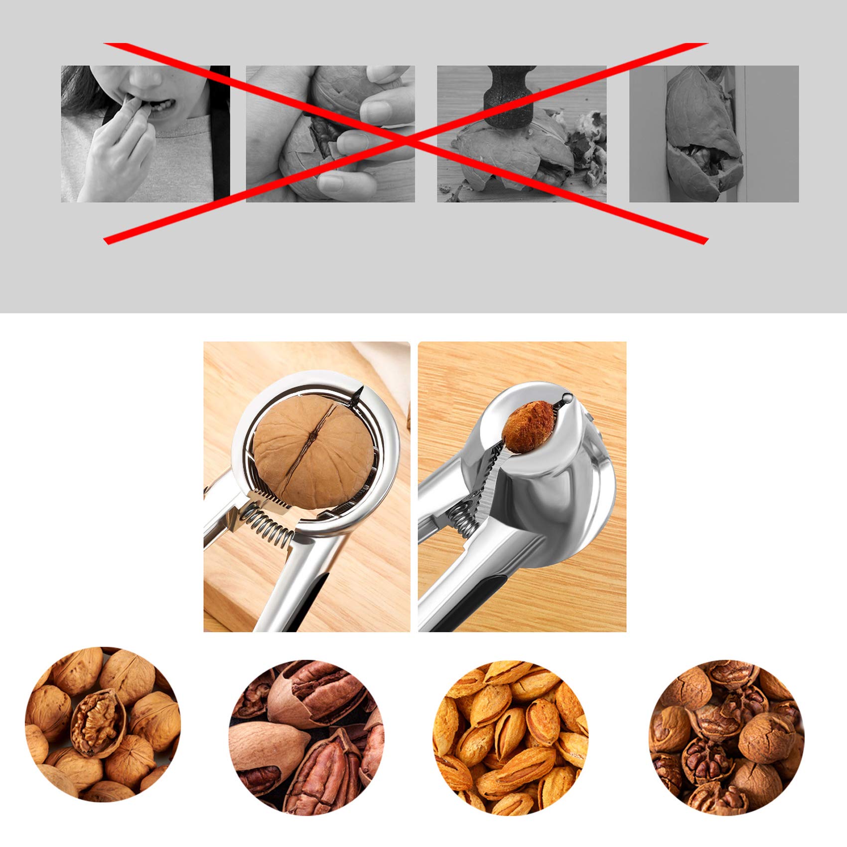 Nut Crackers for All Nuts Walnut Cracker for Pecans Hazelnut Walnuts Plier Opener Kitchen Tool Heavy Duty Non-slip Handle