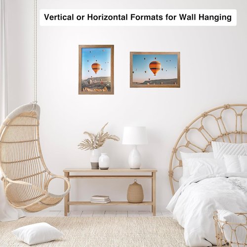 JCJMY 9x12 Rustic Brown Picture Frame - Versatile Wall Hanging for Horizontal or Vertical Display