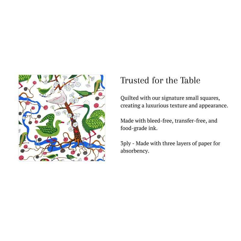 Stxy's 3-py 60ct Birds Cocktail Napkins (Bleed-Free & Non-Toxic Ink) Bird in Trees Fun Decorative Paper Napkins for Decoupage Printed Disposable Napkin set with Blue, Green, and Red