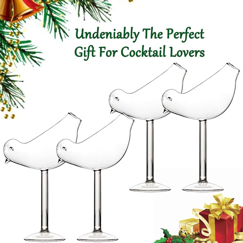 Cocktail Glass - Creative Bird Design Cocktail Glass, 150ml Individuality Glass Goblet (4)