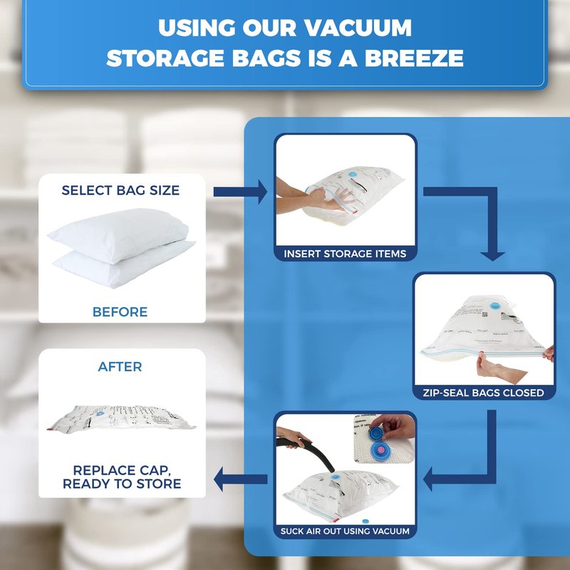 12-Pack Variety - Vacuum Storage Bags for Clothes, Packing & Storage - Strong Vacuum Space Bags for Comforter, Quilt & Mattress Topper Compression - Premium Sealing Solutions in XXL, Jumbo, L, M Sizes