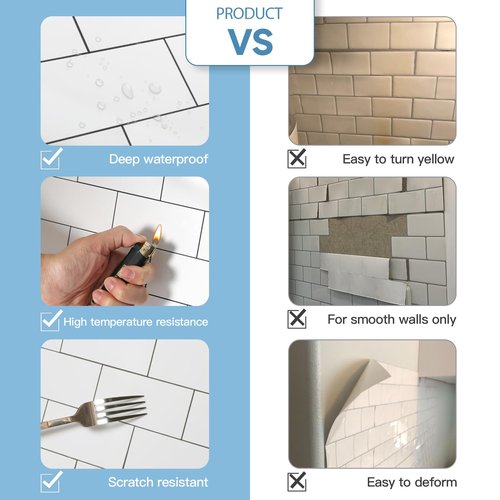 Reovatile 2026 New Upgrade Peel and Stick Backsplash Tile, Peel and Stick 11.34" X 11.57" Wall Tile for Kitchen, Bathroom, Fireplace, Laundry (Polished Marble White, 20 Packs)