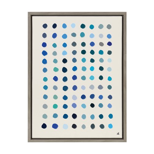 Kate and Laurel Sylvie Meditation 5 Framed Canvas Wall Art by Kelly Knaga, 18x24 Gray, Decorative Modern Blue Art Print for Wall
