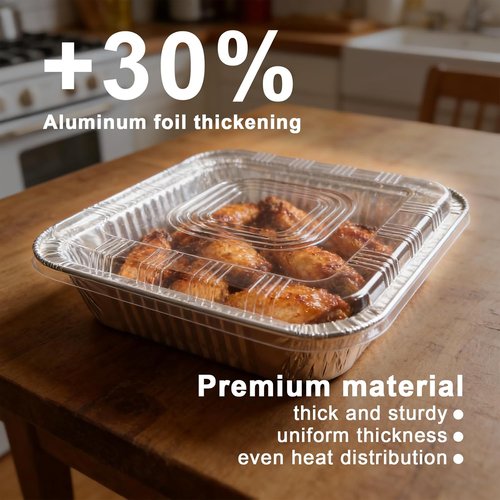Heavy-Duty Aluminum Pans with Lids by [Brand Name] - 35-Pack Square Baking Trays for Grilling & Meal Prep