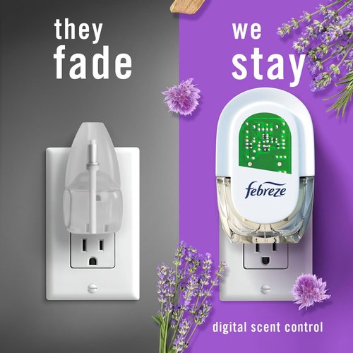 Febreze Odor-Fighting PLUG Air Freshener Refills - Downy April Fresh & Mediterranean Lavender, 4-Pack