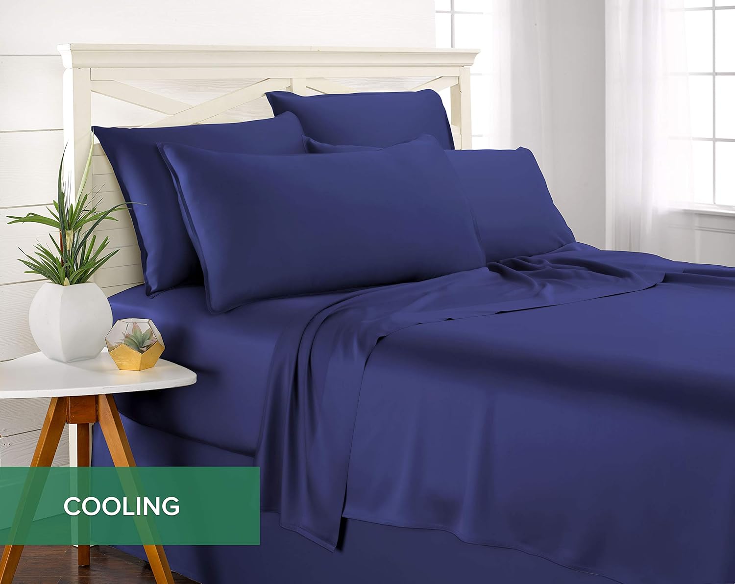 Pure Bamboo California King Sheets - 100% Organic Viscose Bed Set, Soft & Cooling, Cobalt Blue