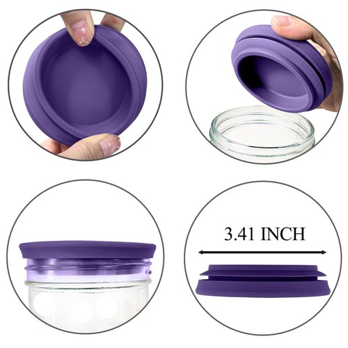 Wide Mouth Mason Jar Lids - Large Mouth Canning Lids Fit for All Wide Mouth Mason Jars,Food Grade Silicone Mason Jar Caps,Dishwasher Safe,Leak Proof Reusable Lids,5 Pack