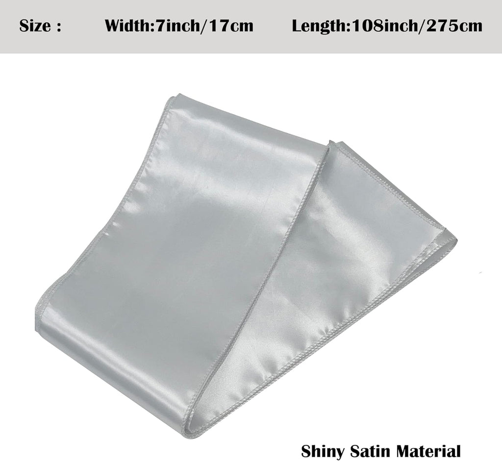 Skiennix Satin Chair Sashes - 50PCS Elegant Ribbon Ties for Wedding & Party Decor | Silver