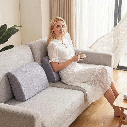 M Mute Touch 2PCS Sofa Couch Back Cushions, Backrest Support Pillow for Elderly,Extra Large Thick Lumbar Support Pillow for Home (6x24x13.2 in, Linen, Medium Grey)