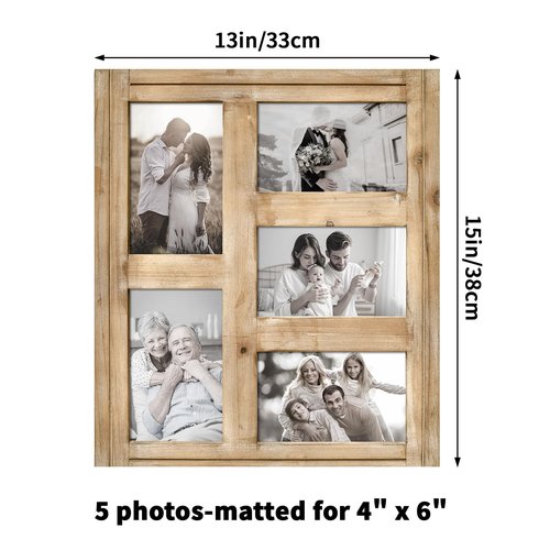 JUMBO DECOR Family Tree Picture Frame, 8 Opening Pictures Frame Collage (4 4''x6'', 4 4''x4'') Photo Frames for Wall Decor Modern Farmhouse Family Photo Frames for Wall Living Room Bedroom (Black)