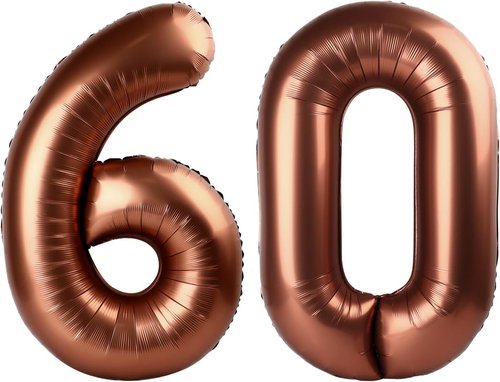 60th Birthday Decorations - Dark Brown Number 60 Balloon | 40-Inch Party Supplies for Men & Women