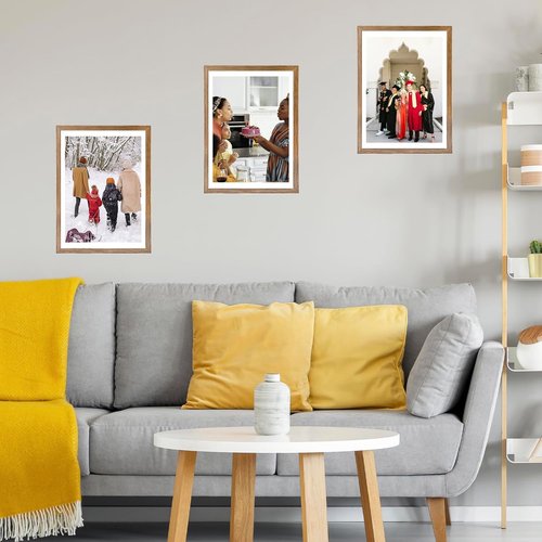 JCJMY 12x16 Picture Frame - Rustic Brown Wall Display for 10x14 Photos with Mat or 12x16 Without Mat
