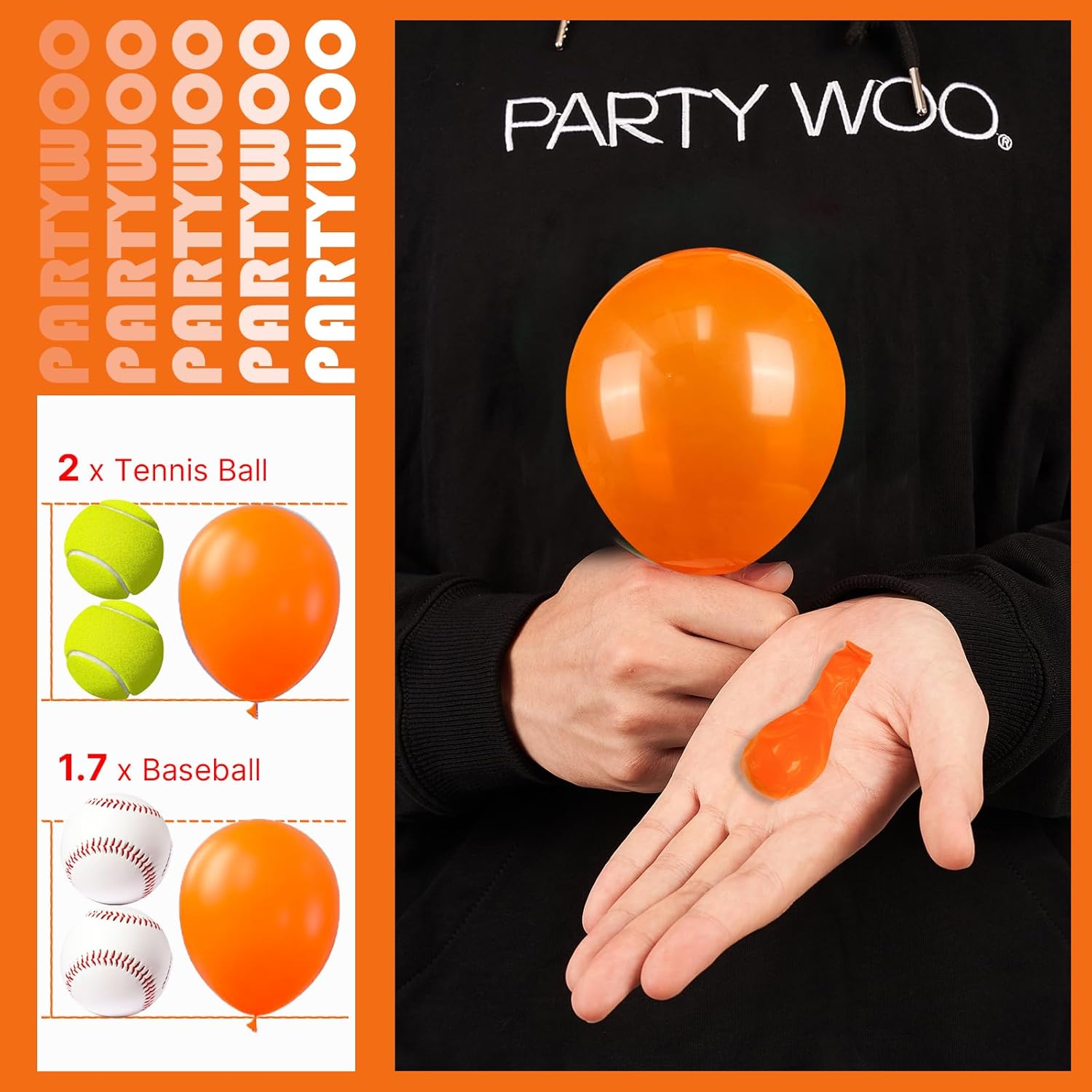 PartyWoo Orange Balloons - 100pcs 5-Inch Latex Helium Balloons for Birthday & Baby Shower Decor