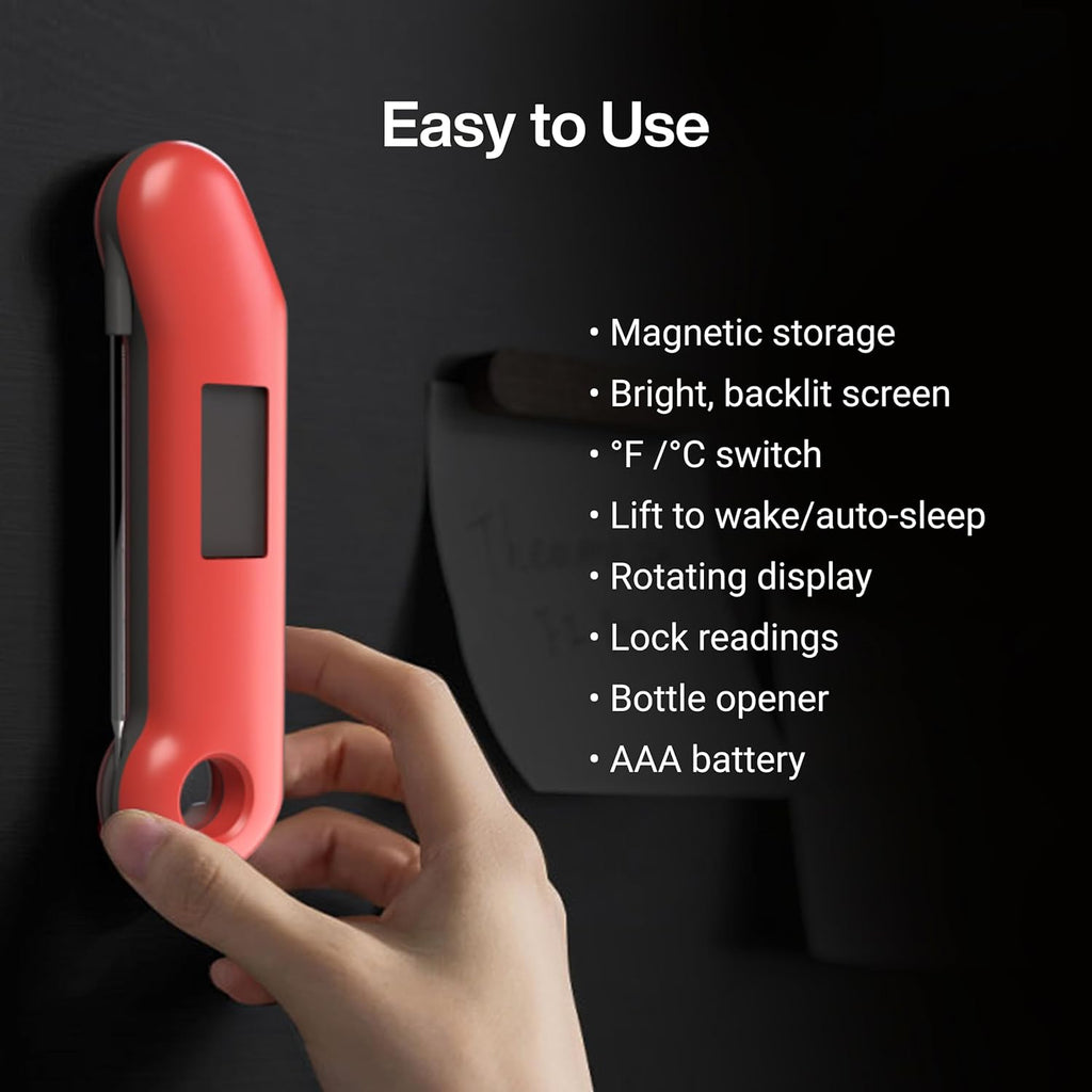 ThermoMaven Digital Meat Thermometer - 3X Faster 0.5 Sec Instant Read, Waterproof Probe, Red & Gray