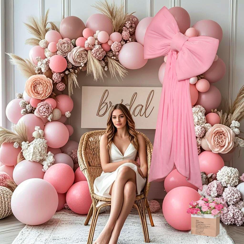Skiennix Large Coquette Bow - Giant 24x47 Inch Pink Bow for Party, Wedding, Baby Shower & Decor