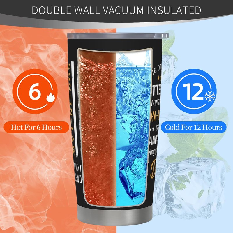 Cudoviqu Son In Law Gifts - Birthday Gifts for Son In Law - Gifts from Mother/Father in law, 20 oz Stainless Steel Tumbler With Lid & Straw