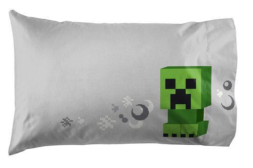 Jay Franco Minecraft Chibi College 4 Piece Twin Bed Set - Includes Reversible Comforter & Sheet Set - Bedding Features Creeper & Ghost - Super Soft Fade Resistant Microfiber