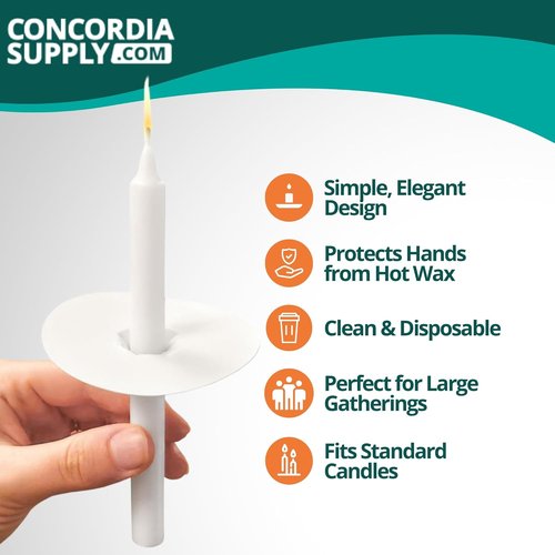 Concordia Supply Candle Drip Protectors - 3” Paper Disc Covers for Taper & Vigil Candles | 250 Count Box