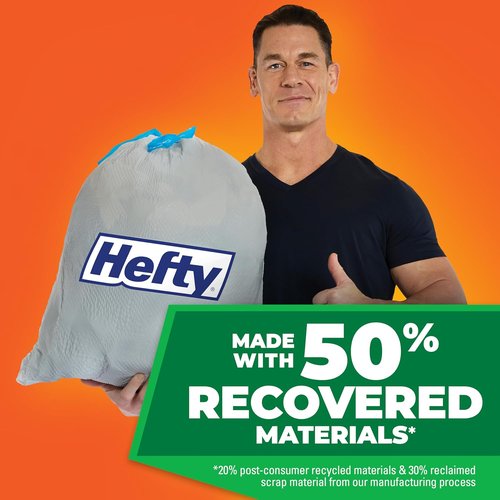 Hefty Ultra Strong Tall Kitchen Trash Bags - 50% Recovered Materials, 13 Gallon, Gray, 40 Count