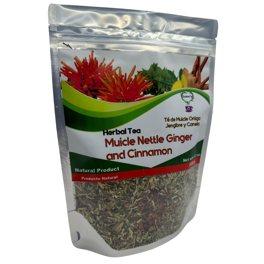Muicle Nettle Ground Ginger Tea, Herbal Mix, Muicle Leaves, Muicle Tea, Quiere Te, 5.3 oz (150 grams), 1 Pack,Resealable Bag, Loose Leaf Tea,Product From Mexico, 100% Natural