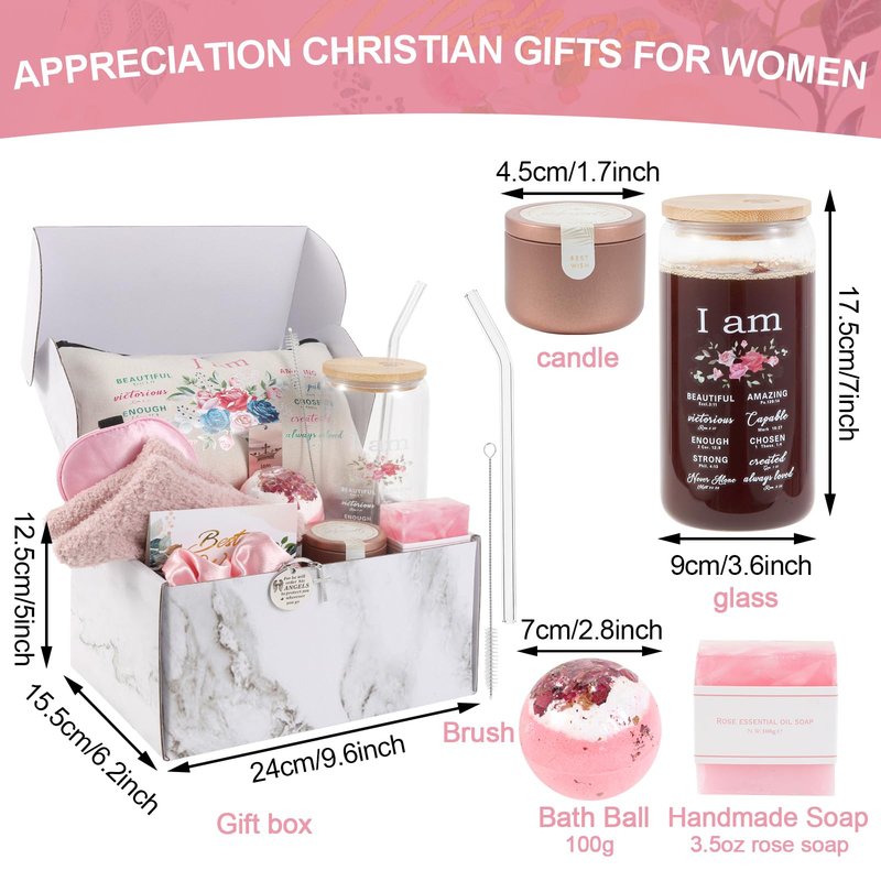 12 Pieces Christian Gifts for Women,Christmas Gifts for Women,Inspirational Gift Set,Spiritual Religious Catholic Gift Box for Female Friends Sister Mom