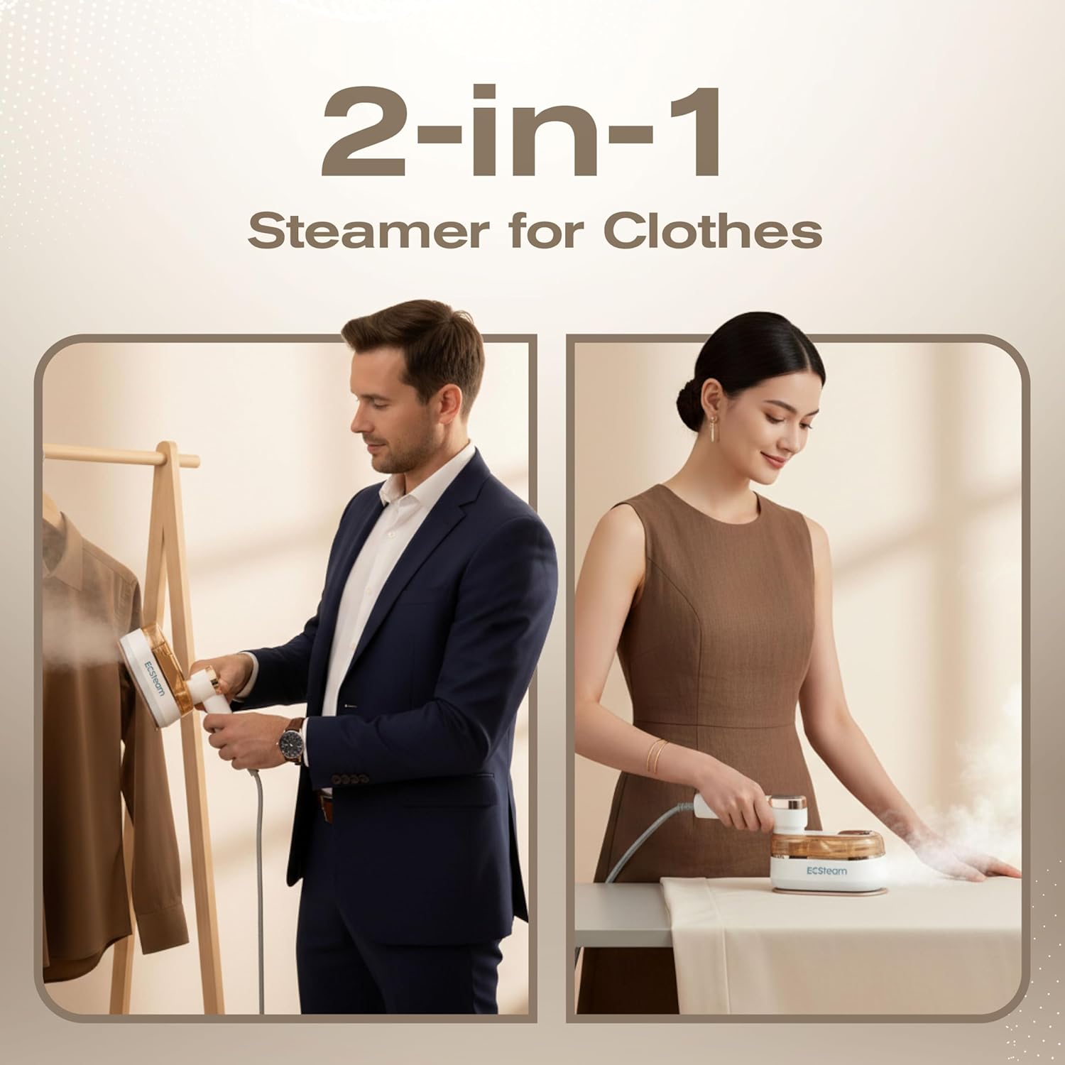 Skiennix Portable Clothes Steamer - 2 in 1 Handheld & Travel Iron | 1200W Fast Heat-Up, 180ml Tank