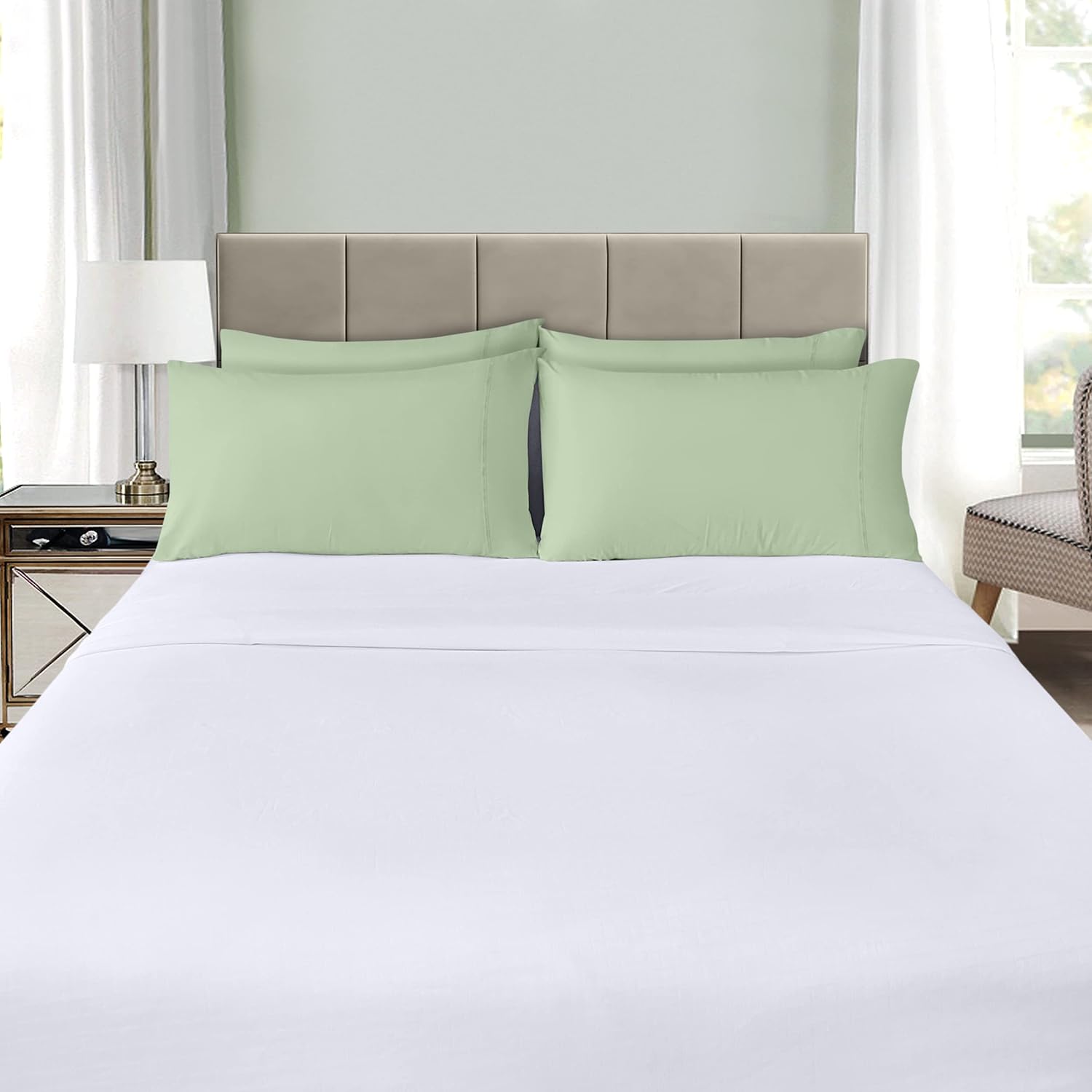 Utopia Bedding Queen Pillow Cases - Soft Brushed Microfiber - Pack of 4, 20 X 30 Inches, Sage Color