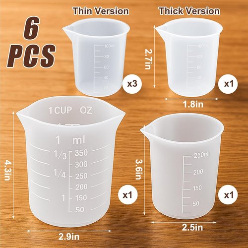 Juome Silicone Measuring Cups Set - 6PCS Chocolate Melting Cups, 100/250/350ml, Dishwasher Safe, Baking Essentials