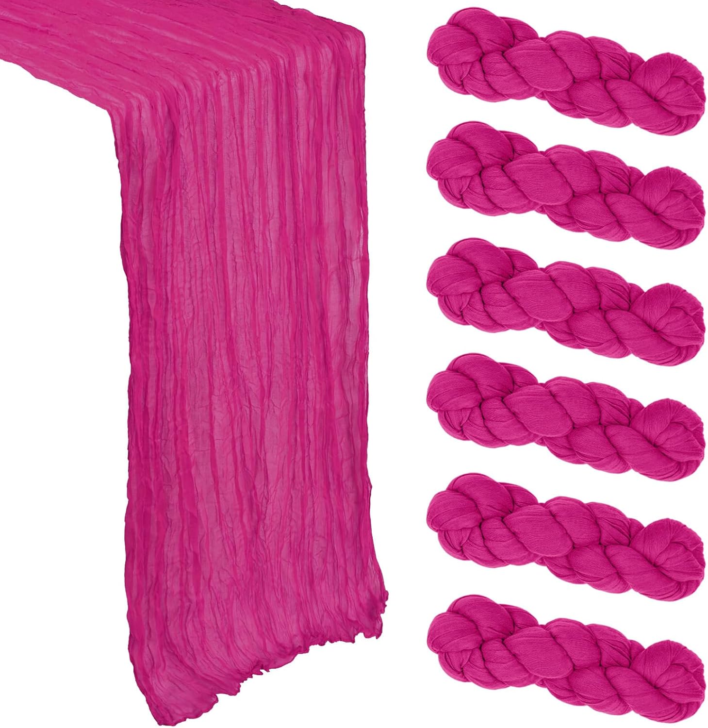 Skiennix Hot Pink Table Runner - 10Ft Gauze Cheesecloth | 35x120 Inch Boho Sheer Fabric for Events