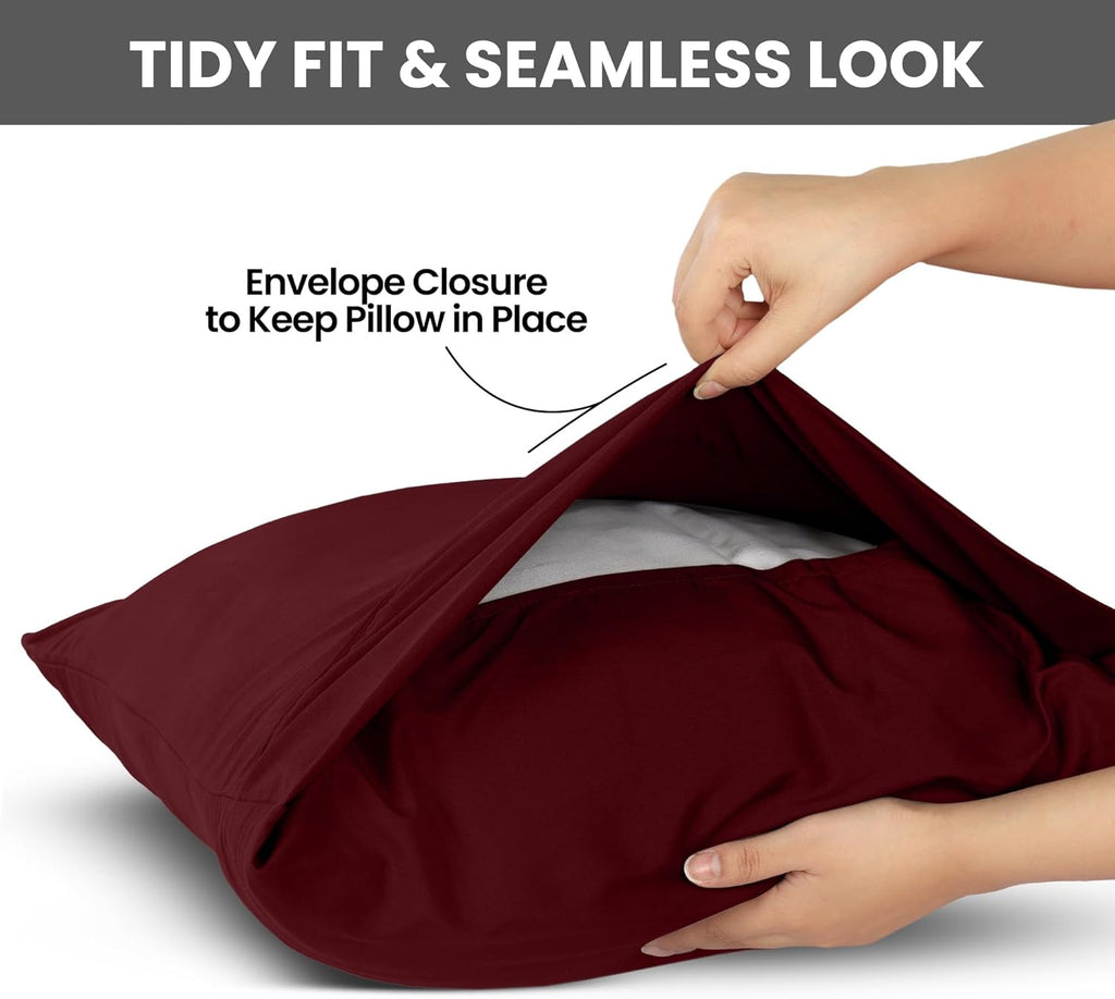 Utopia Bedding Queen Pillow Cases - Soft Brushed Microfiber - 2 Pack, Fade Resistant | 20 X 30 Inches, Burgundy
