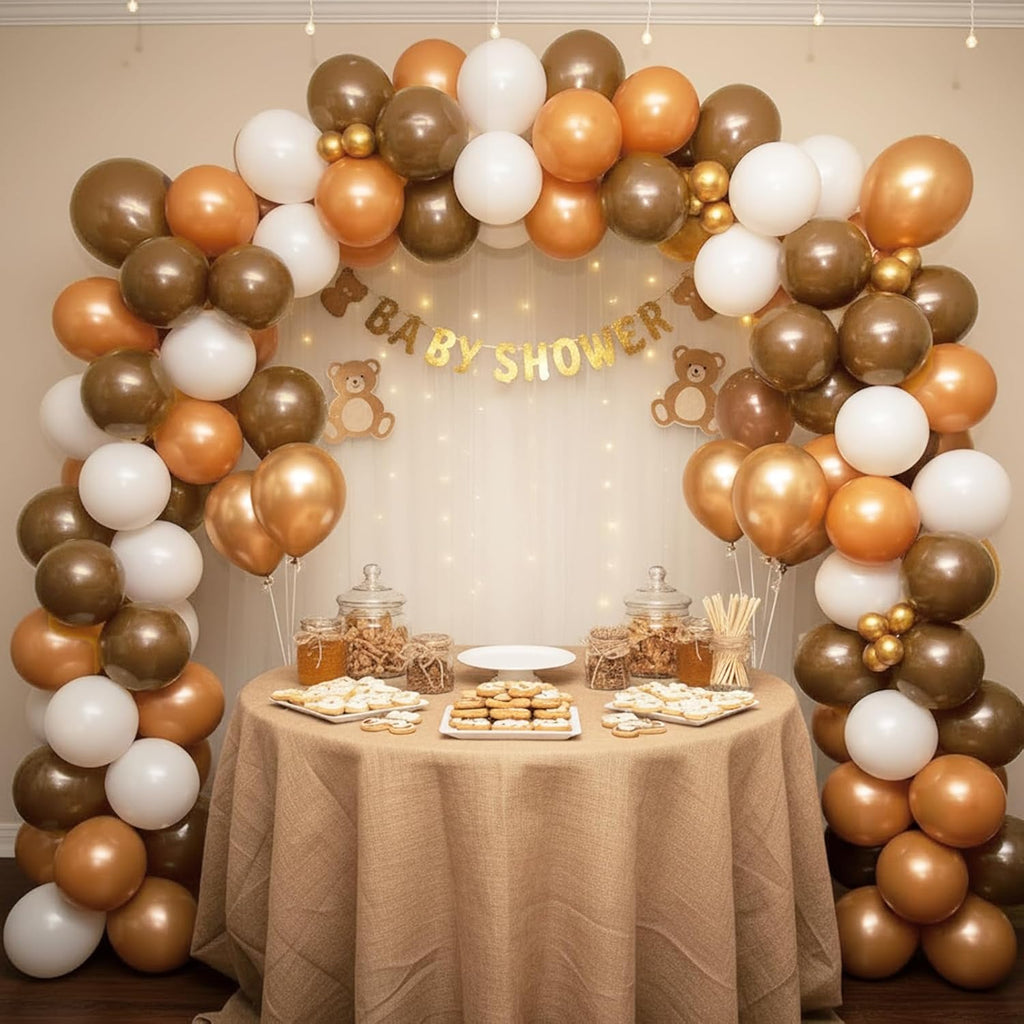 RUBFAC Brown Balloons - 129-Piece Latex Garland Kit | Boho Neutral Coffee Tan for Safari Baby Showers & Birthday Parties