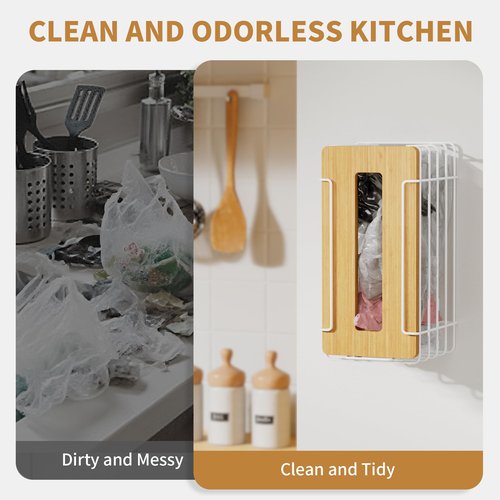 TIDIIABODE 2 Pack Grocery Bag Holder for Plastic Bags - Wall Mount Kitchen Plastic Bag Holders for Grocery Bags - Bag Holder for Kitchen,Under Sink,Pantry and Garage,White