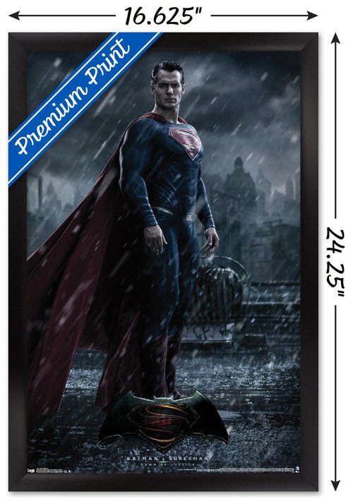 Trends International DC Comics Movie - Batman v Superman - Superman Wall Poster, 14.725" x 22.375", Black Framed Version
