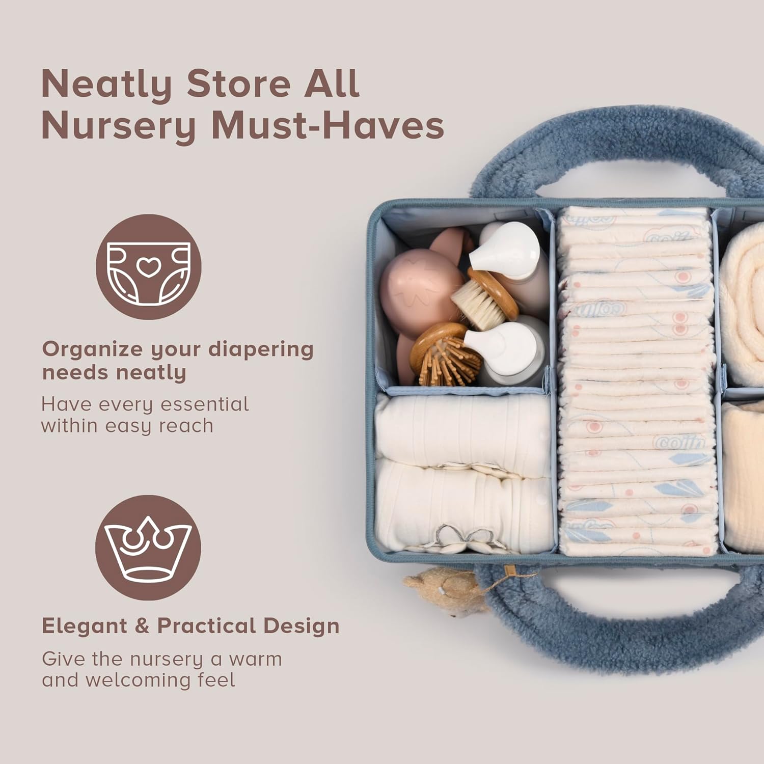 PeraBella Baby Diaper Caddy Organizer - Portable Storage Basket for Newborn Essentials | Ideal Shower Gift