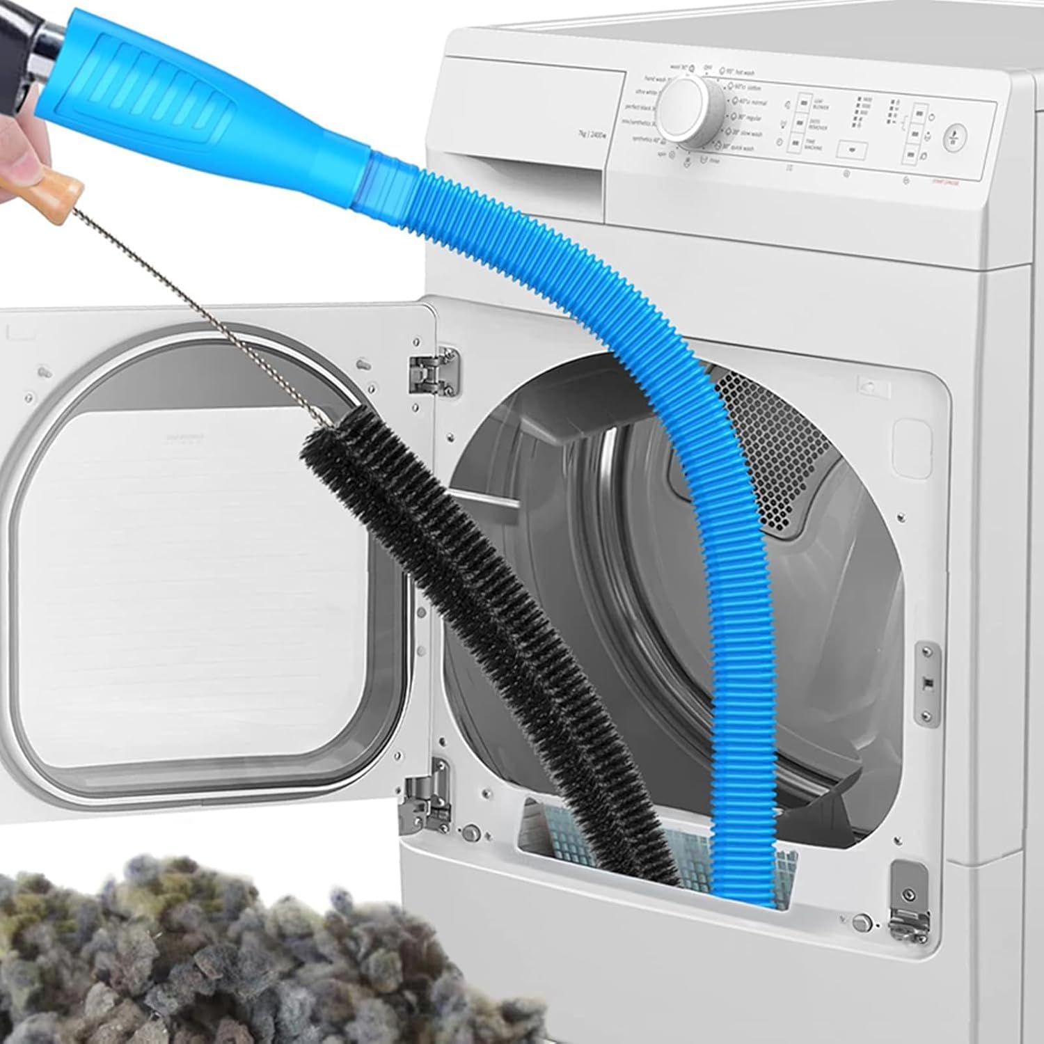 Universal Dryer Vent Cleaner Kit - Vacuum Hose Attachment & Lint Brush for Efficient Cleaning