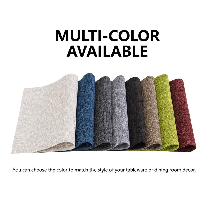 Aironment Placemats Set of 6, Bilayer Thickened Linen Place Mats Heat Resistant Machine Washable Wrinkle Free Carefully Selected Polyester Mats for Kitchen/Dining/Coffee Table (Cream Beige)