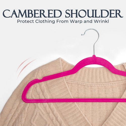 HOUSE DAY Rosy Red Velvet Hangers - 60 Pack Non-Slip Heavy Duty Suit Hangers | Space-Saving Design with 360° Rotating Hook