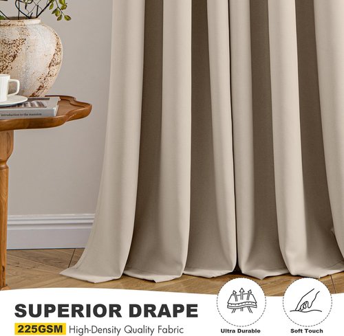 MIULEE Taupe Blackout Curtains - Thermal Insulated Room Darkening Drapes | 72 Inches Long, 2 Panels