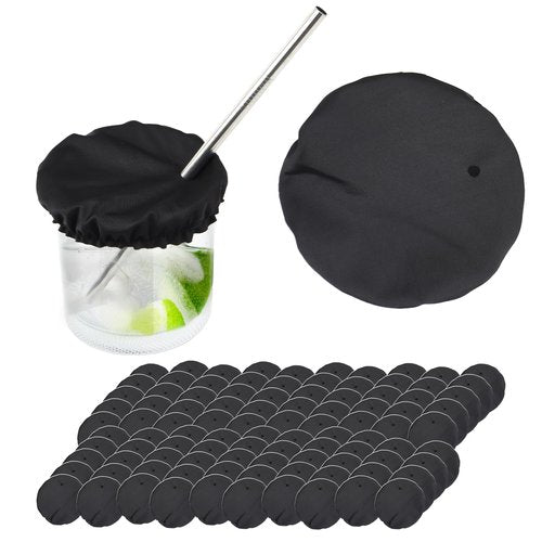 IMPRESA [100-Pack] Drink Covers for Alcohol Protection - Fabric Drink Protector for Men & Women - Wine Glass Covers to Prevent Your Drink Getting Spiked - Black Cup Covers For Drinks