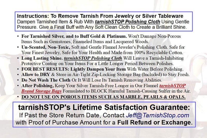 Save 3.00 | TarnishSTOP | USA Made | Luxury Anti-Tarnish Bag (18"x6", Black) | Silver Storage Bundle with Tarnish Removal Polishing Cloth for Silverplate, Sterling, Jewelry & Flatware
