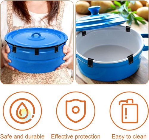 Gosknor Dutch Oven Lid Protector Clips - 12-Piece Silicone Set for Round & Oval Lids - Black