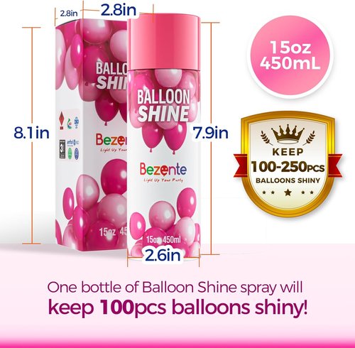Bezente Balloon Shine Spray - 15 oz Waterproof High Shine Spray for Long-Lasting Party Balloon Decor