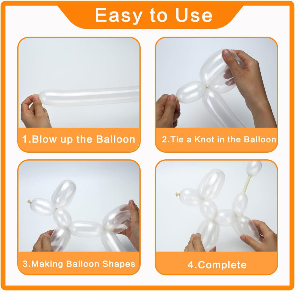 PIGETALE 100Pcs Clear 260 Long Balloons - Thickened Transparent Latex for Twisting & Modeling