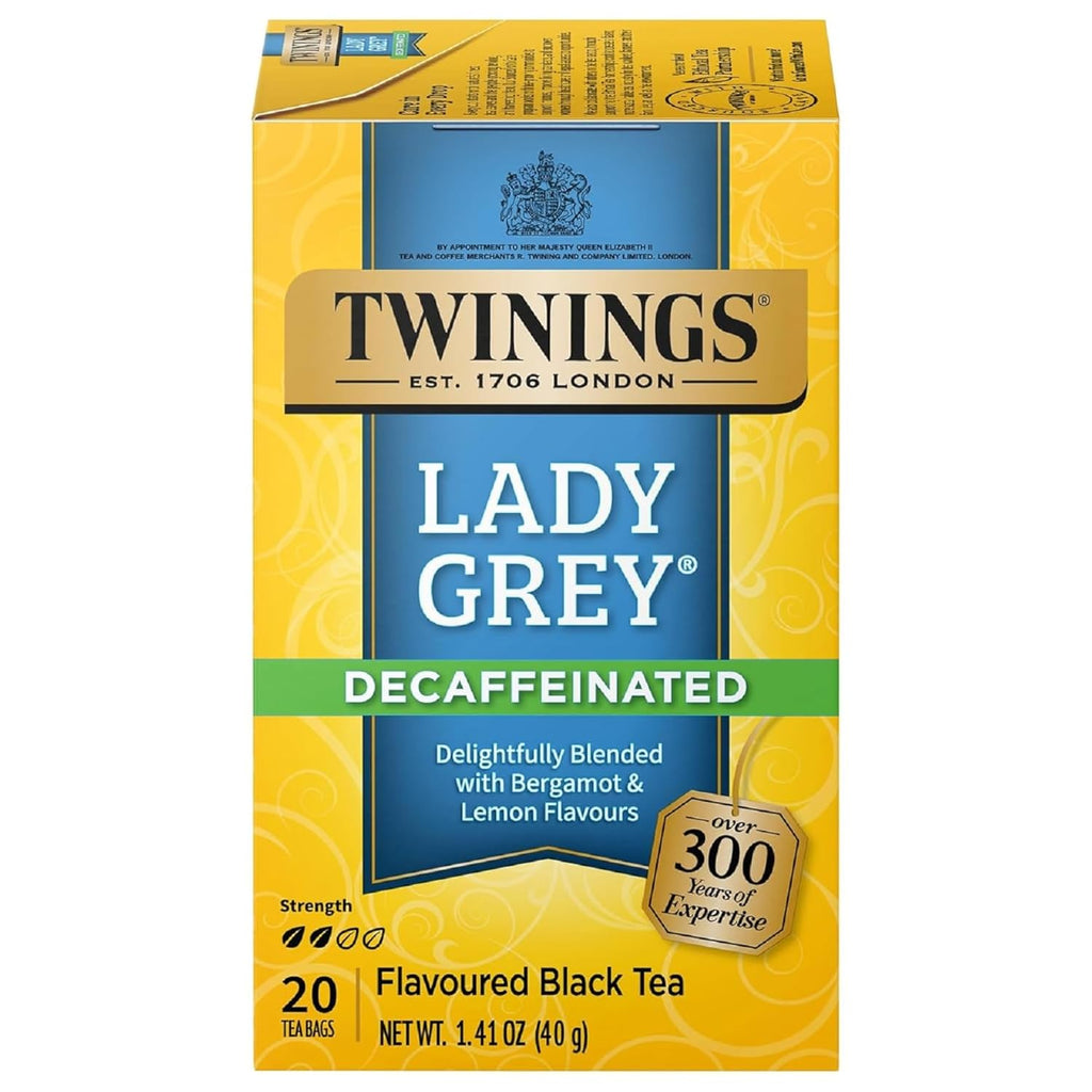 Twinings Decaffeinated Lady Grey Black Tea - Individually Wrapped 20 Count with Orange & Lemon Peel