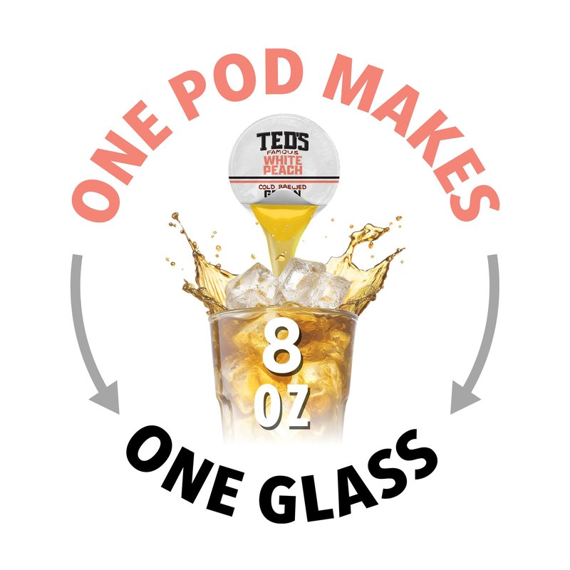 Ted's Tea by Java House - Single Serve Liquid Concentrate Pods - Peel and Pour - White Peach Green Tea - Case of 48