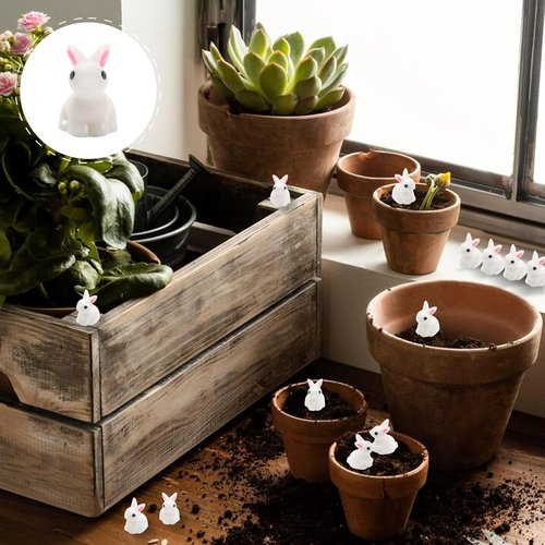 Exasinine Mini Rabbit Figurines - 50 Pcs Easter Bunny Decor for Fairy Gardens & Dollhouses