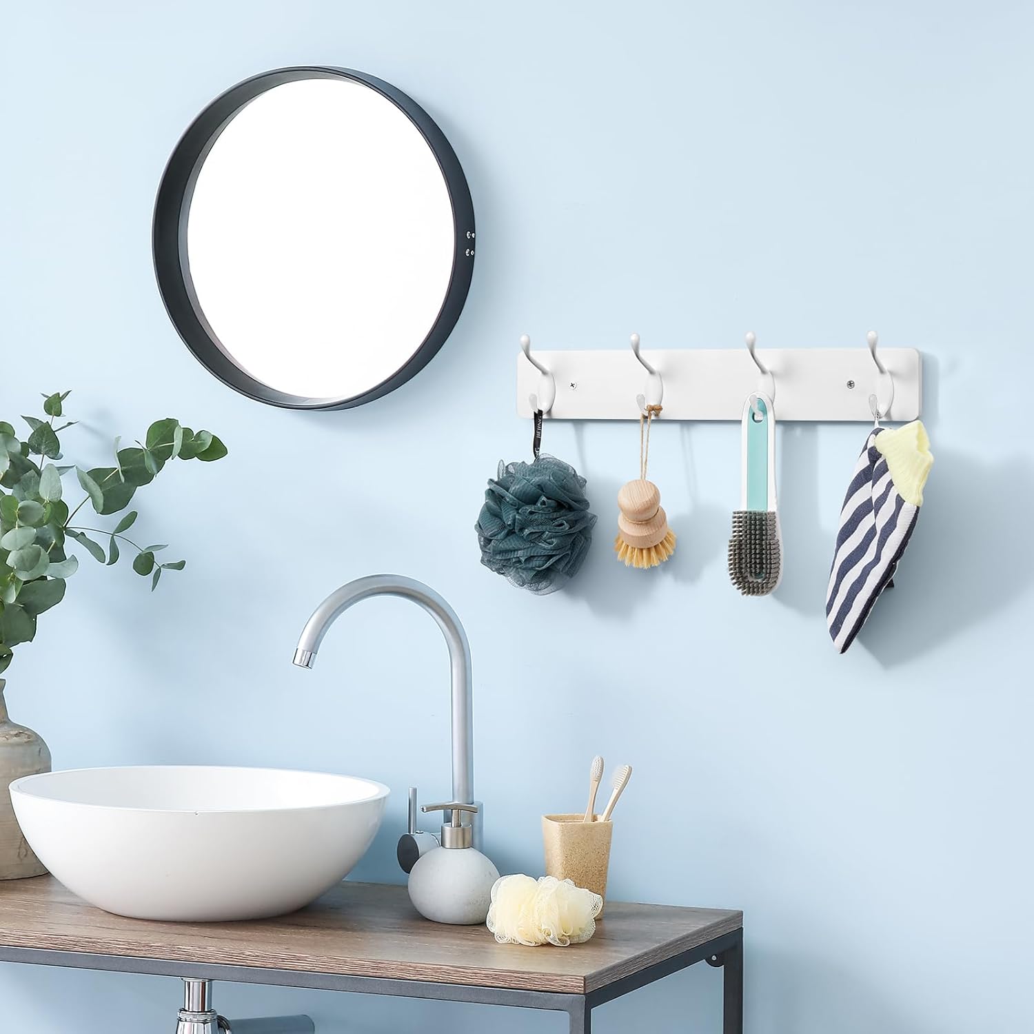 OUTNILI Heavy Duty Coat Rack - Wall Mounted White Coat Hooks for Jackets, Hats, and Towels | Perfect for Entryway and Mudroom