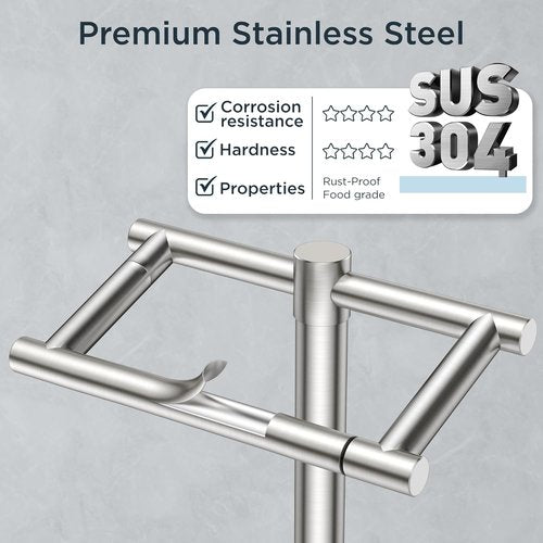 FORIOUS Toilet Paper Holder - Rustproof Stainless Steel Double Post Design | Pivoting Brushed Nickel Finish